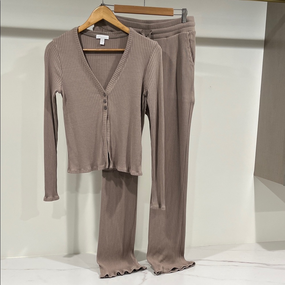 Beyond Yoga Ribbed Pajama Set in Brown